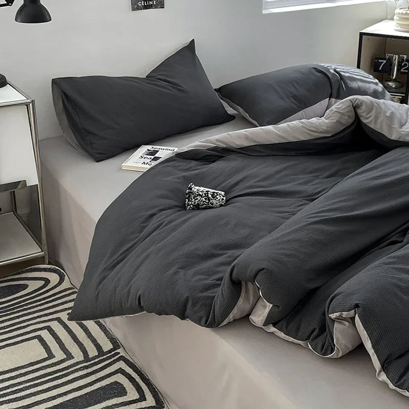 Afralia™ Super Soft Double-Sided Bubble Cotton Bed Four-Piece Set