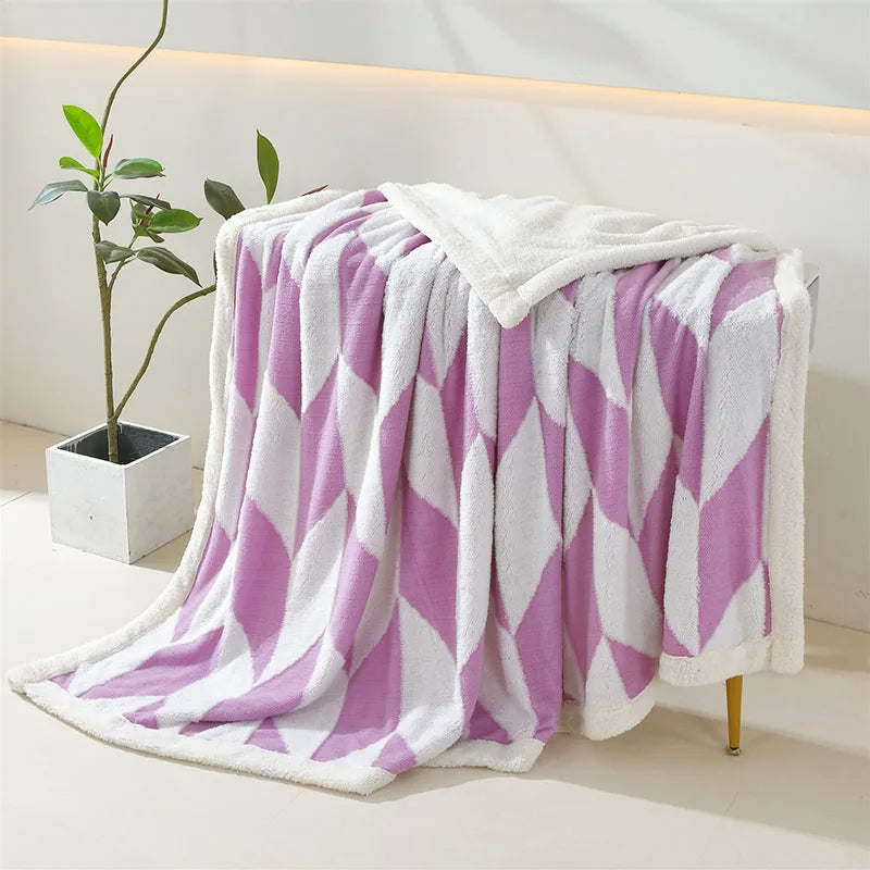 Afralia™ Geometric Lamb Wool Blanket: Soft Multi-Purpose Sofa Cover for Autumn Winter