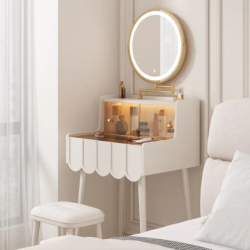 Afralia™ Luxury Nordic Makeup Vanity Set with Mirror and Storage