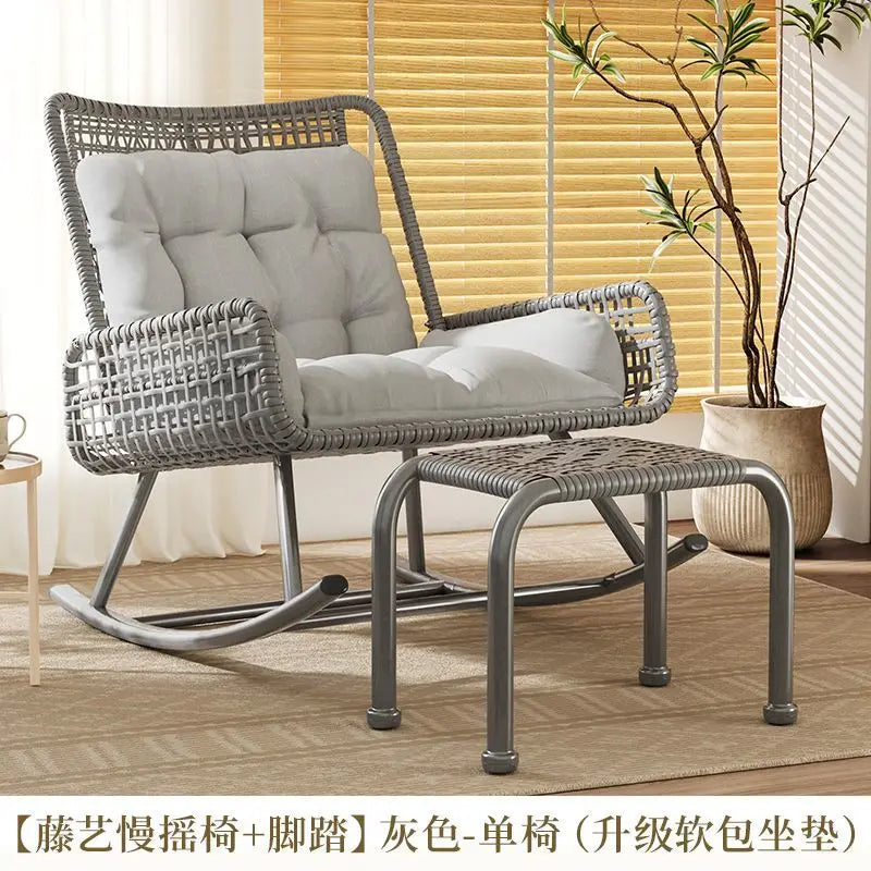 Afralia™ Rattan Rocking Chair: Comfortable Balcony Sofa for Carefree Living