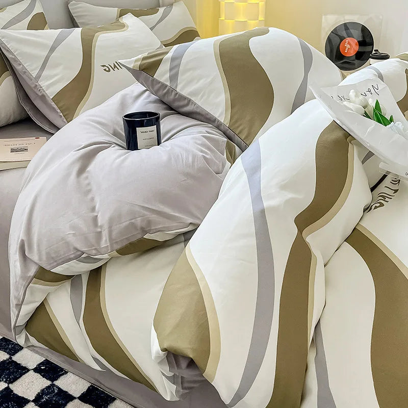 Afralia™ Geometric Print 100% Cotton Bedding Set for All Seasons