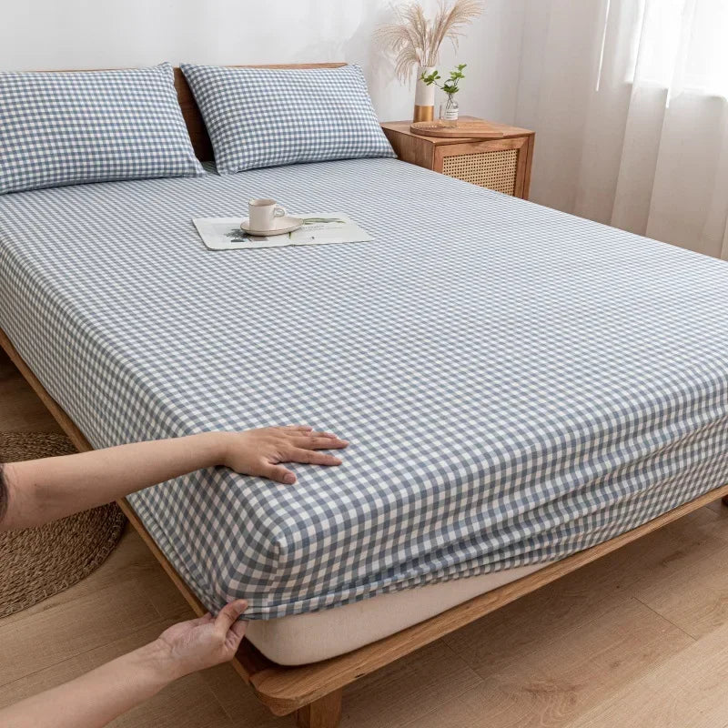 Afralia™ Cotton Fitted Sheet with Elastic Bands for Single Double King Queen Bed