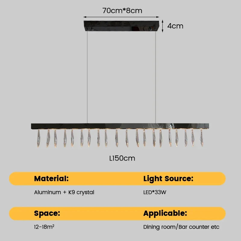 Afralia™ Silver Rectangle Crystal Chandelier for Dining Living Room Large Modern Style