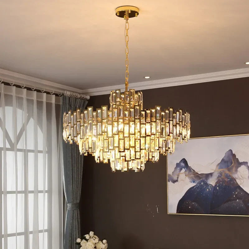 Afralia™ Luxury LED Crystal Chandelier Ceiling Light for Living & Dining Rooms
