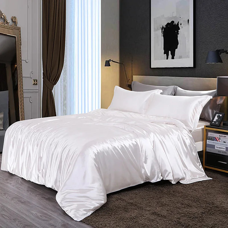 Afralia™ Silk Summer Bedding Set: Double-Sided Cooling Comforter & Soft Satin Sheet - Single/Double