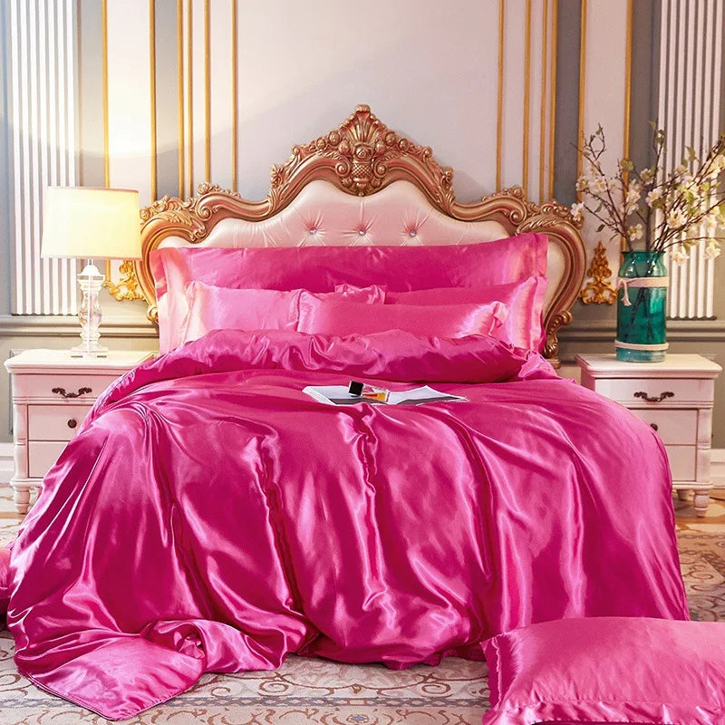 Afralia™ Luxe Satin Silk Duvet Cover Set | Soft Skin-Friendly Comforter with Pillowcase