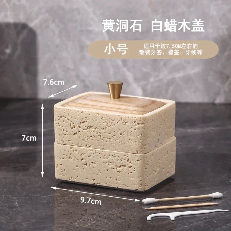 Afralia™ Double Decker Natural Stone Jewelry Organizer - 2 in 1 Floss Box & Bathroom Storage