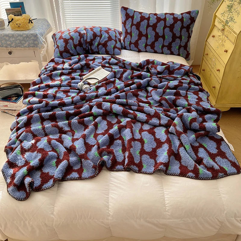 Afralia™ Geometric Printed Half Fleece Sofa Cover: Luxe Bohemian Shawl Blanket for Office Nap