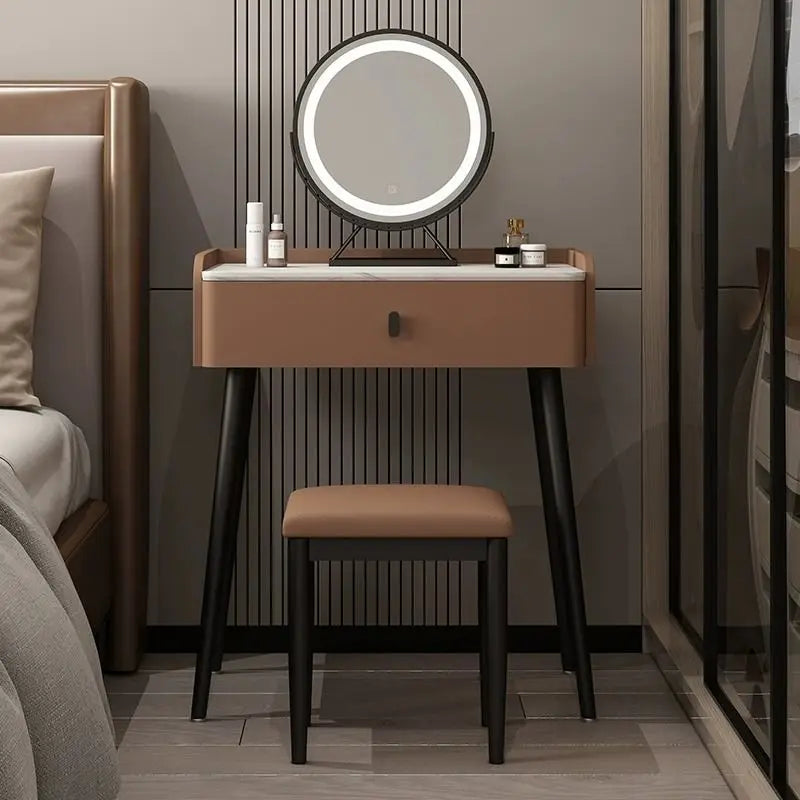Afralia™ Modern Luxury Dressing Table Desk for Women - Nordic Style Organizer Desk Mirror