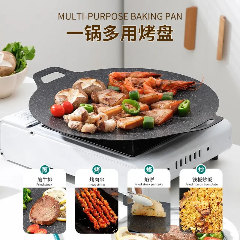 Afralia™ Korean Style Octagon BBQ Plate Non-stick Grill Pot Frying Pan Kitchen Accessories