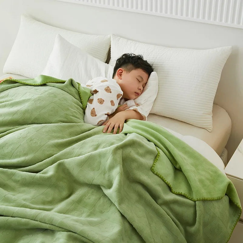 Afralia™ Jacquard Milk Velvet Air Conditioning Blanket | All Seasons Warmth & Travel Shawl