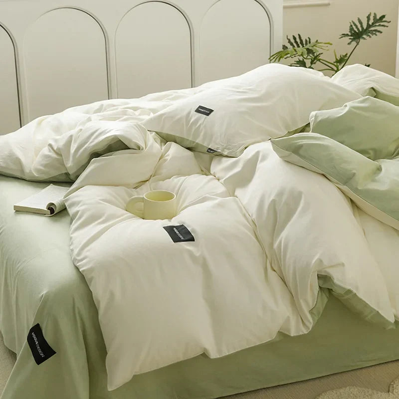 Afralia™ Double-Sided Color Matching Cotton Bedding Set for Adults