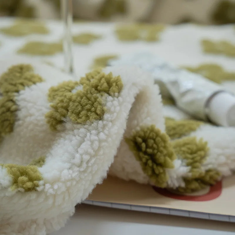 Afralia™ Vintage Floral Jacquard Lamb Wool Blanket for Bedroom Sofa Luxury Single Shawl