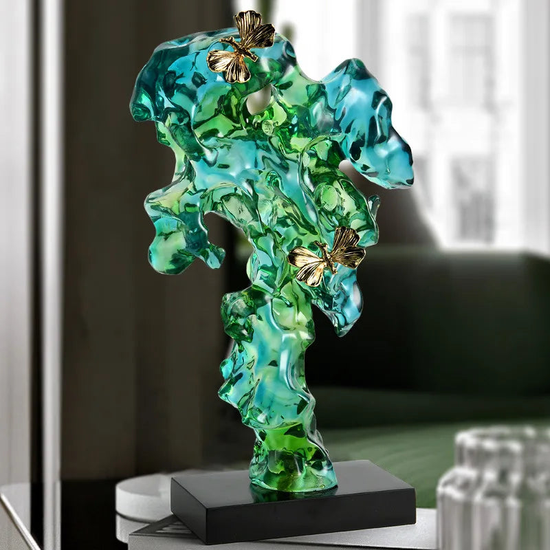 Afralia™ Transparent Resin Abstract Art Decoration Light Sculptures for Living Room and Porch