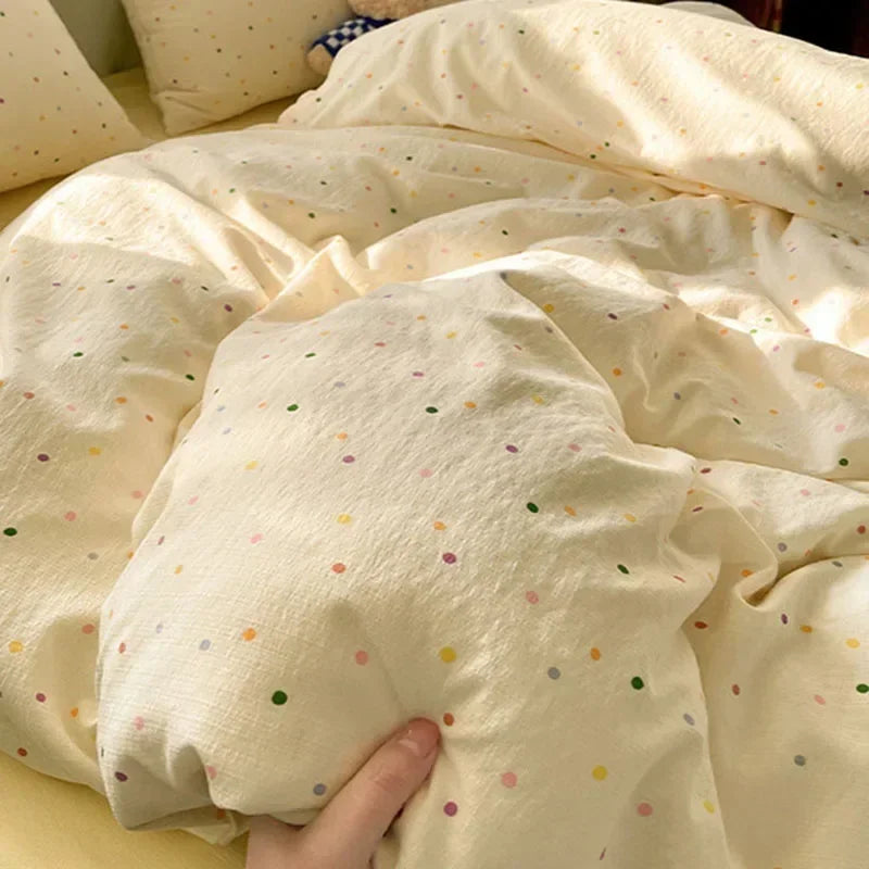 Afralia™ Small Floral Print Double-Layer Yarn Bedding Set - Super Soft Duvet Cover Kit