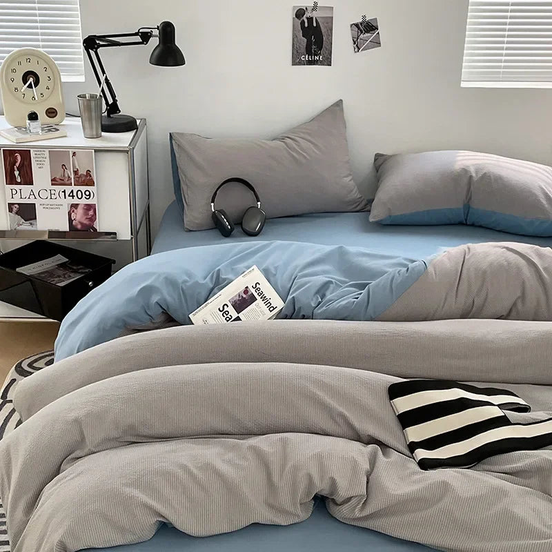 Afralia™ Super Soft Double-Sided Bubble Cotton Bed Four-Piece Set