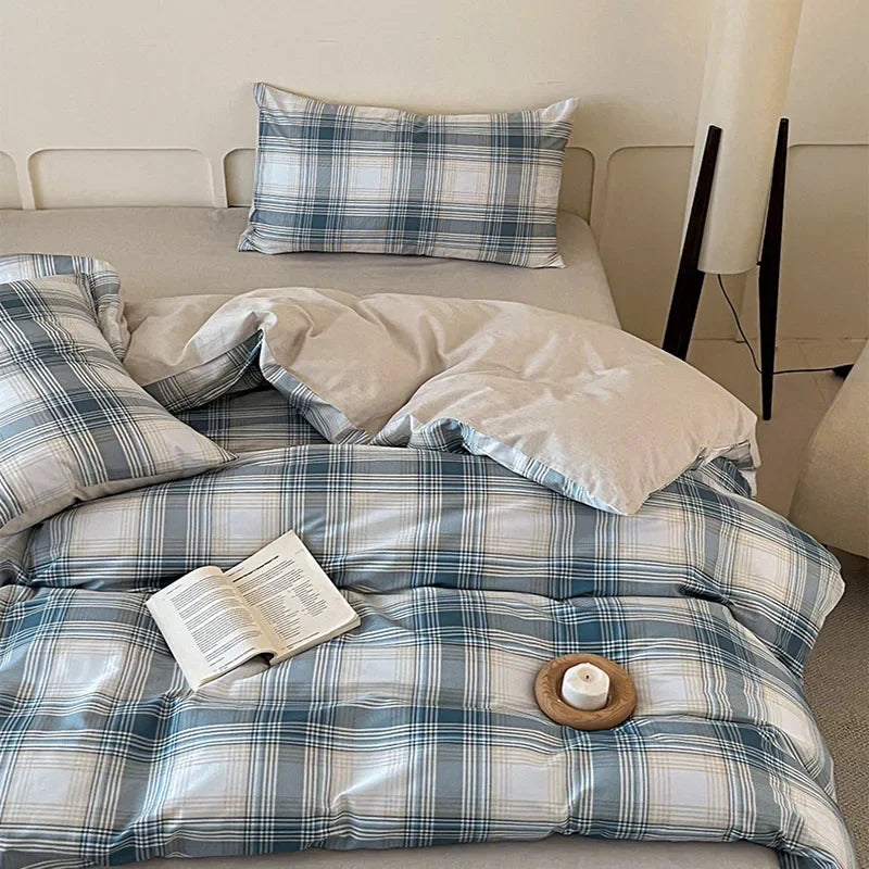 Afralia™ Geometric Pattern Cotton Fitted Sheet Set, King/Queen Bed Comfort Bedding