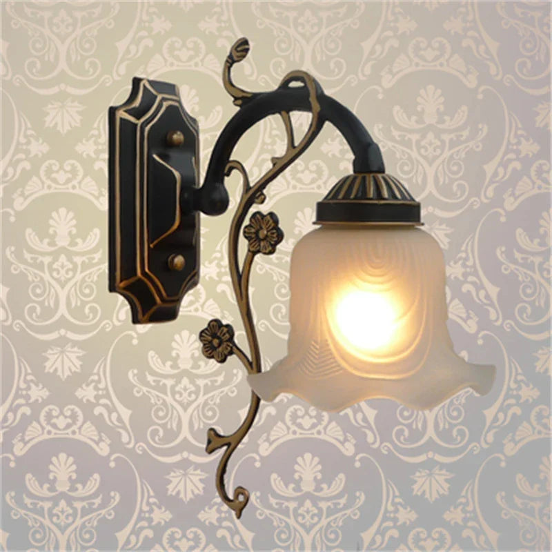 Afralia™ Classic Wrought Iron Chandelier with Glass Lampshade for Home Decor Lighting