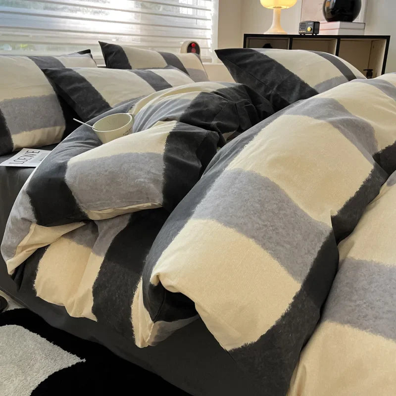 Afralia™ Nordic Twill Printed Cotton Bedding Set for King/Queen Bed