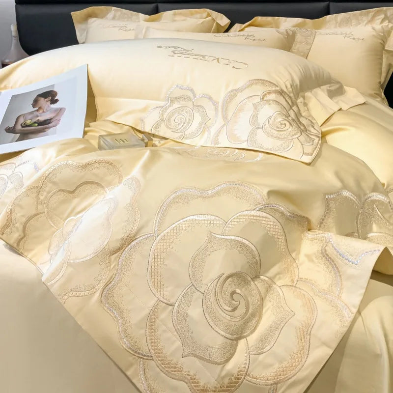 Afralia™ Chic Embroidered Cotton Bedding Set for Luxurious Home Décor