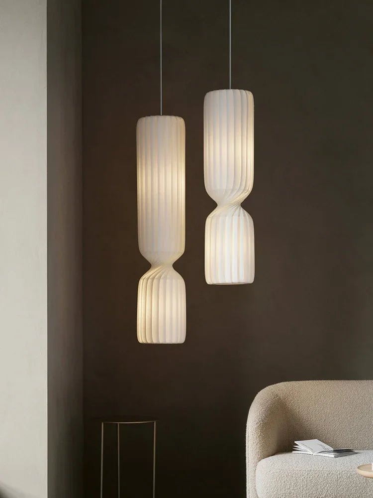 Afralia™ Modern White Fabric Shade LED Pendant Light for Dining Room Decor