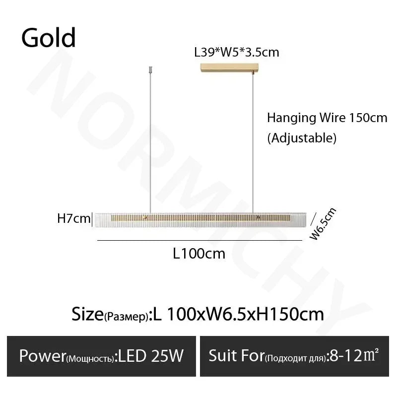 Afralia™ Modern Black Linear Glass Pendant Lamp