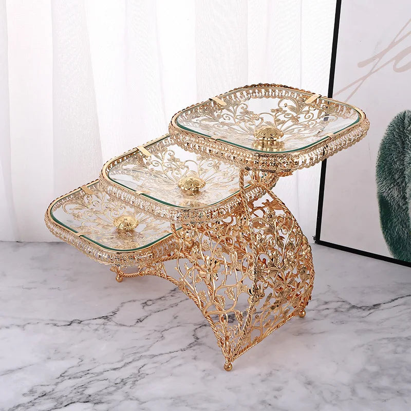 Afralia™ Square Glass Multi-Layer Fruit Tray - Elegant Light Luxury Decor