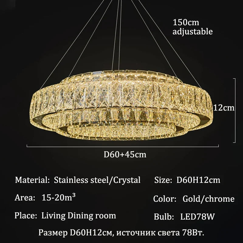 Afralia™ Crystal Luxury Ring Chandelier LED Ceiling Pendant Light Fixture