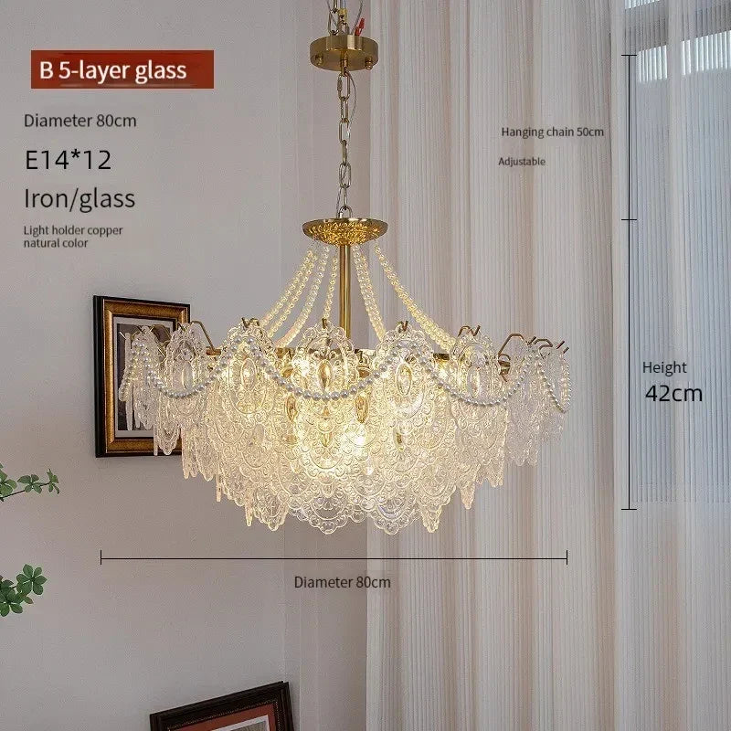 Afralia™ Clear Glass LED Chandelier: Modern French Style Hanging Fixture for Bedroom, Living Room & Kitchen