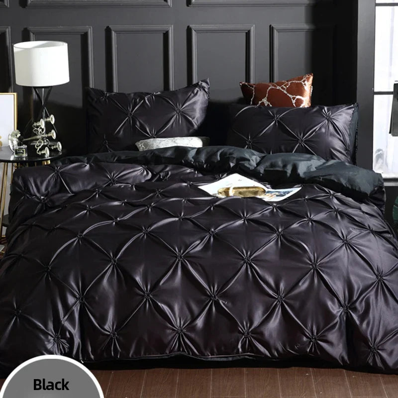Afralia™ Chiffon Flower Design Duvet Cover Set with Pillow Cases - Soft Polyester Bedding