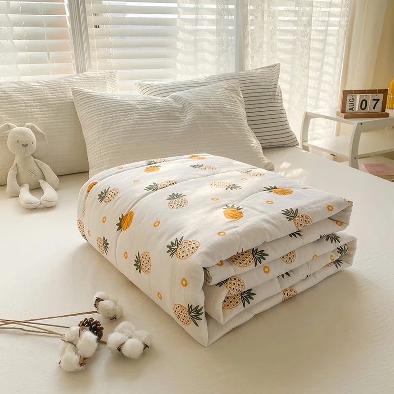 Afralia™ Lightweight Cotton Summer Quilt: Single/Double Machine Washable Air Conditioning Blanket