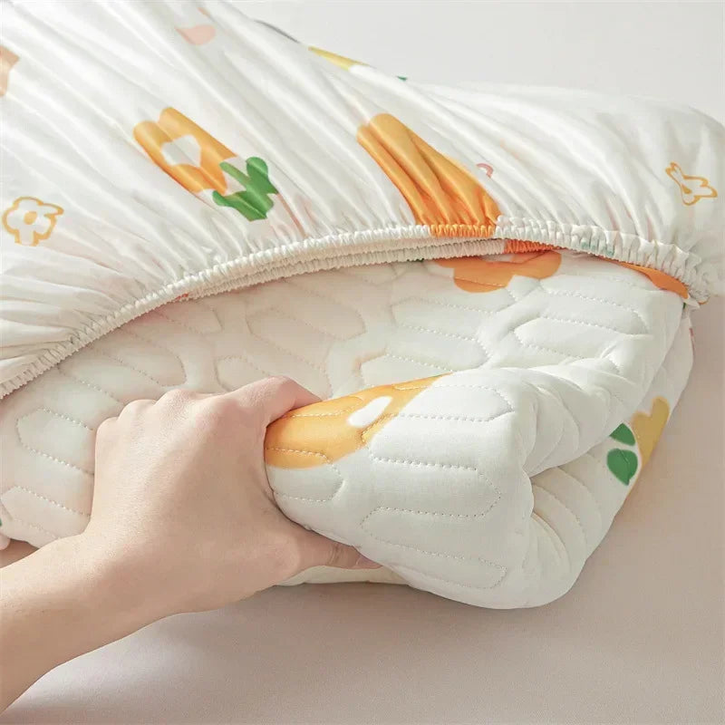 Afralia™ Summer Cartoon Print Silky Latex Cooling Fitted Sheet Set