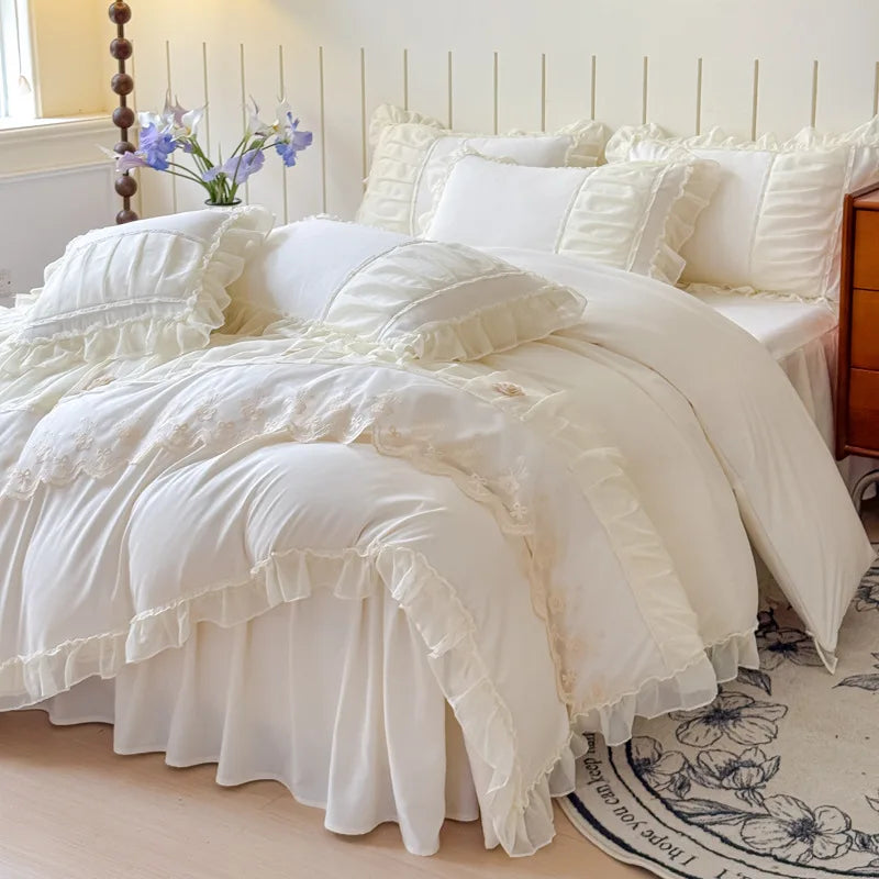 Afralia™ Lace Princess Bedding Set Twin Queen Bed All Seasons