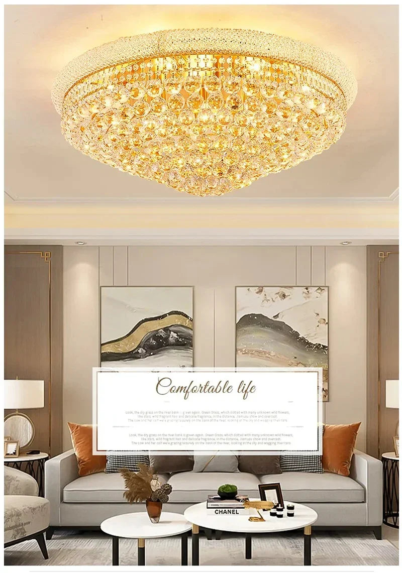 Afralia™ Crystal Ceiling Lamp Elegant Modern Light Luxury Hotel Villa Restaurant Lighting