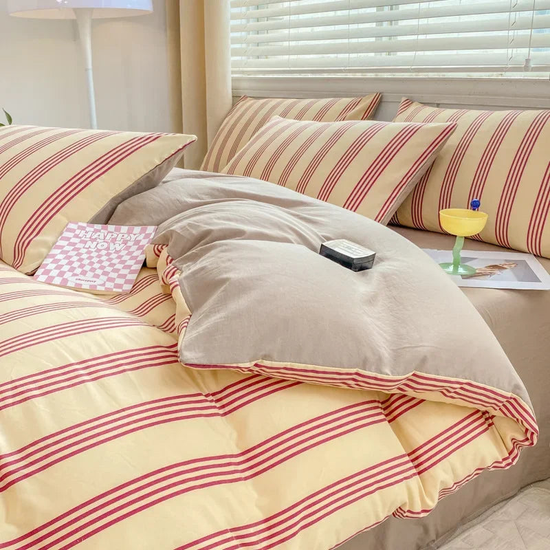 Afralia™ Cozy Pattern Printed 4Pcs Single Bedding Set - Soft Cotton Fabric