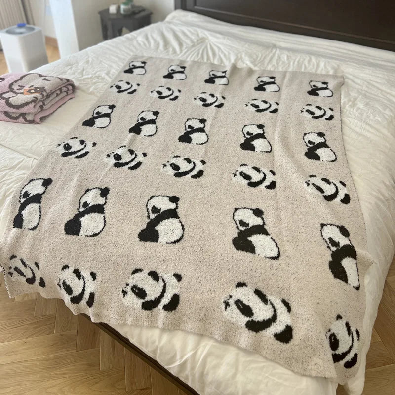 Afralia™ Cute Cartoon Half Flannel Blanket
