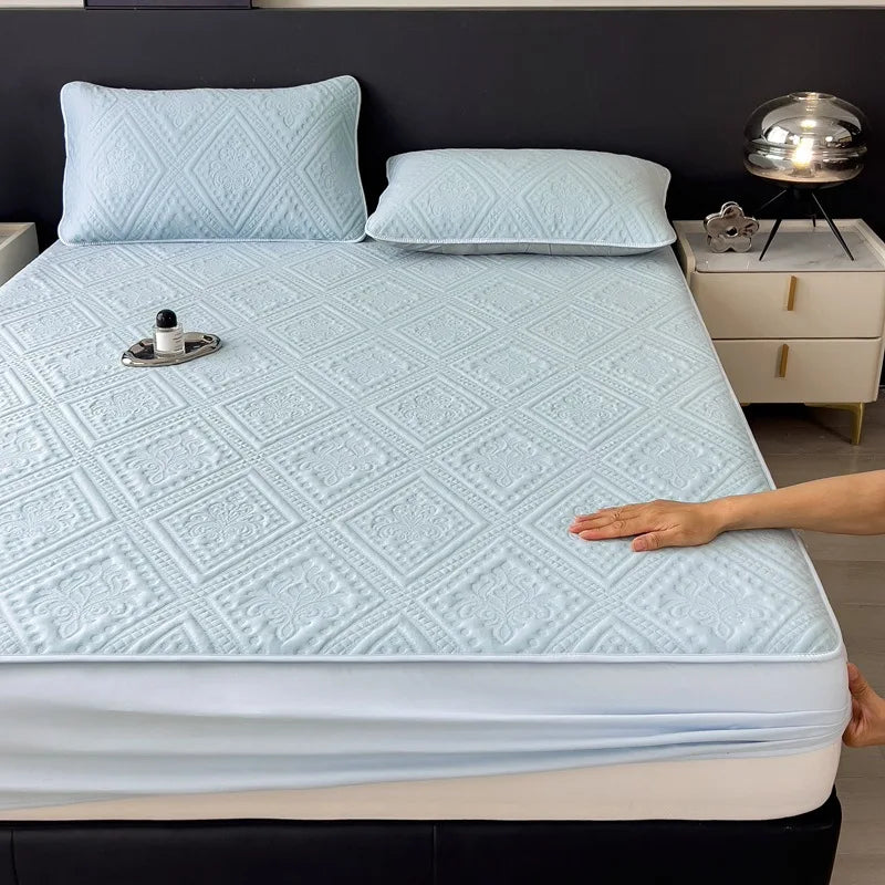 Afralia™ Luxury Carved Quilted Single Fitted Sheet - Washable Mattress Cover