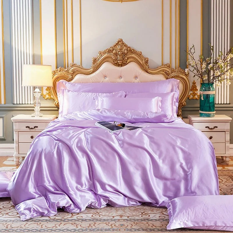 Afralia™ Luxe Satin Silk Duvet Cover Set | Soft Skin-Friendly Comforter with Pillowcase
