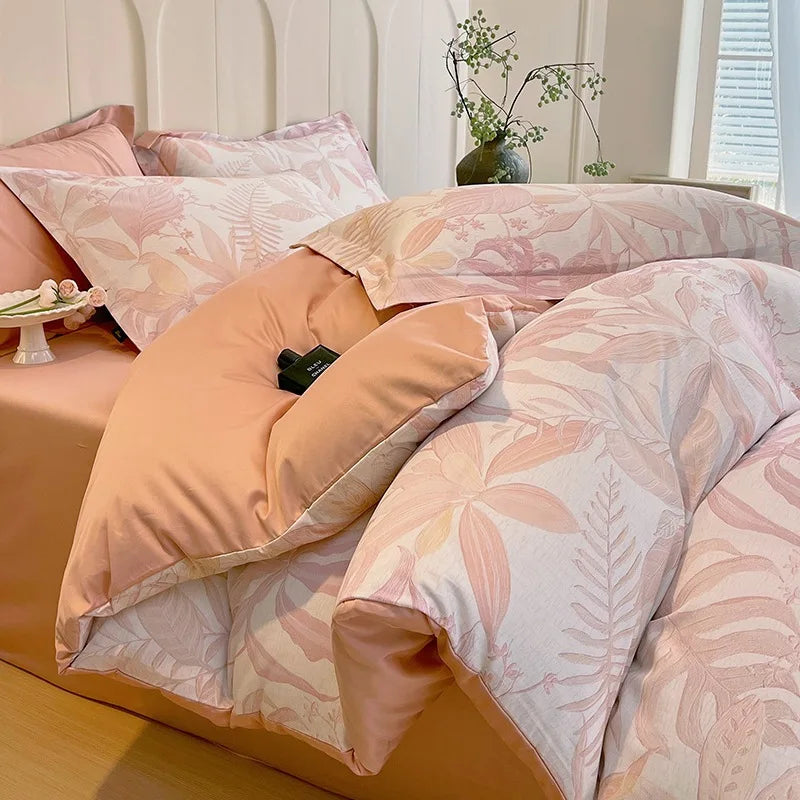 Afralia™ Satin Flower Fitted Sheet Set - Luxury 100% Cotton Print Bedding Set