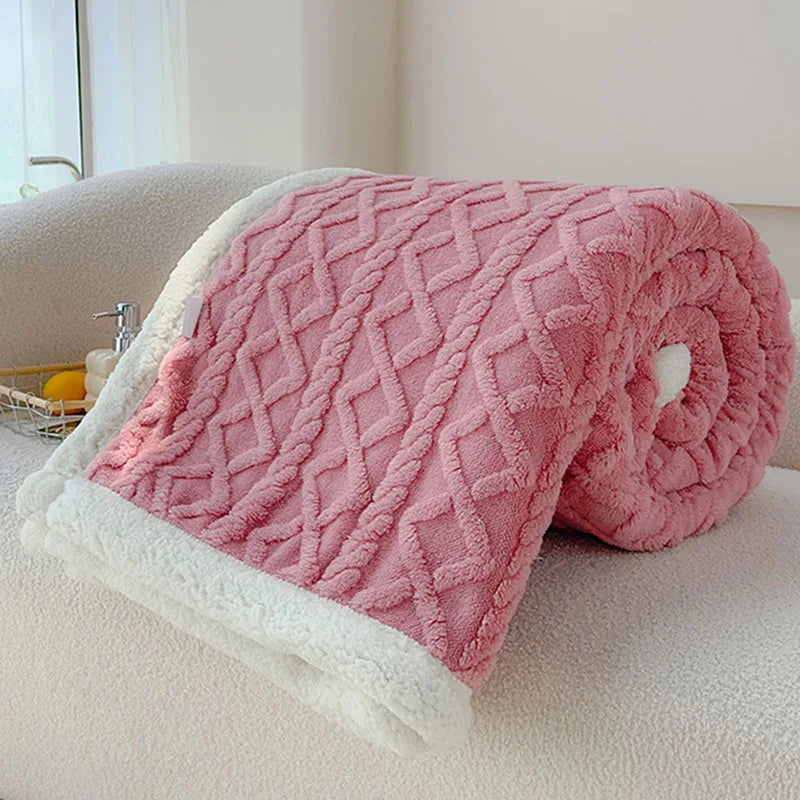 Afralia™ Soft Lamb Wool Blanket for Office Living Room Sofa All Seasons Comfy Cover