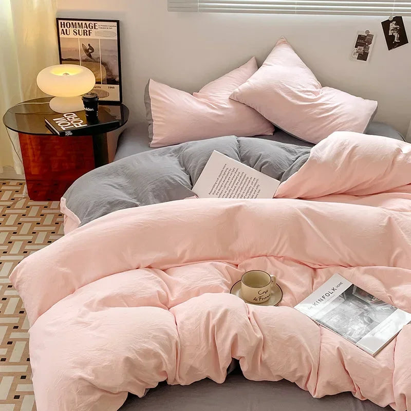 Afralia™ Soft Bedding Set: Fitted Sheet, Duvet Cover, Pillowcase - Queen/King Size