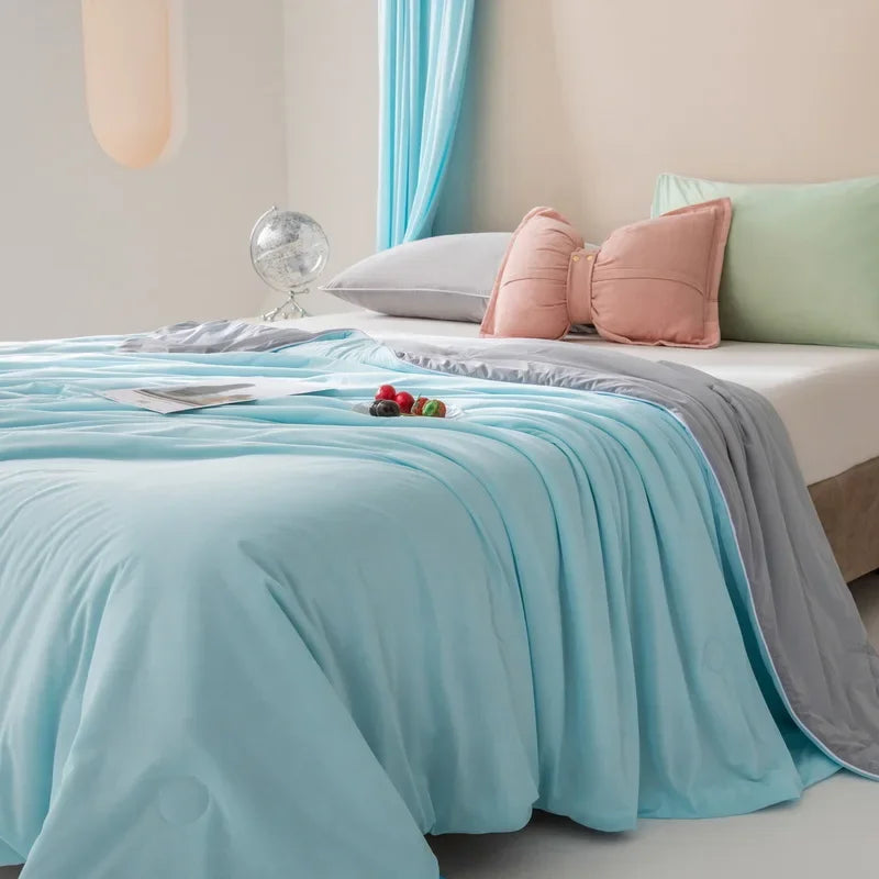 Afralia™ Satin Silky Summer Cooling Blanket Ultra-Thin Breathable Quilted Comforter