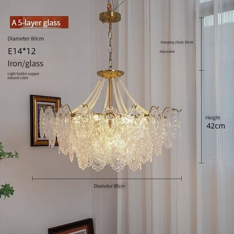 Afralia™ Clear Glass LED Chandelier: Modern French Style Hanging Fixture for Bedroom, Living Room & Kitchen