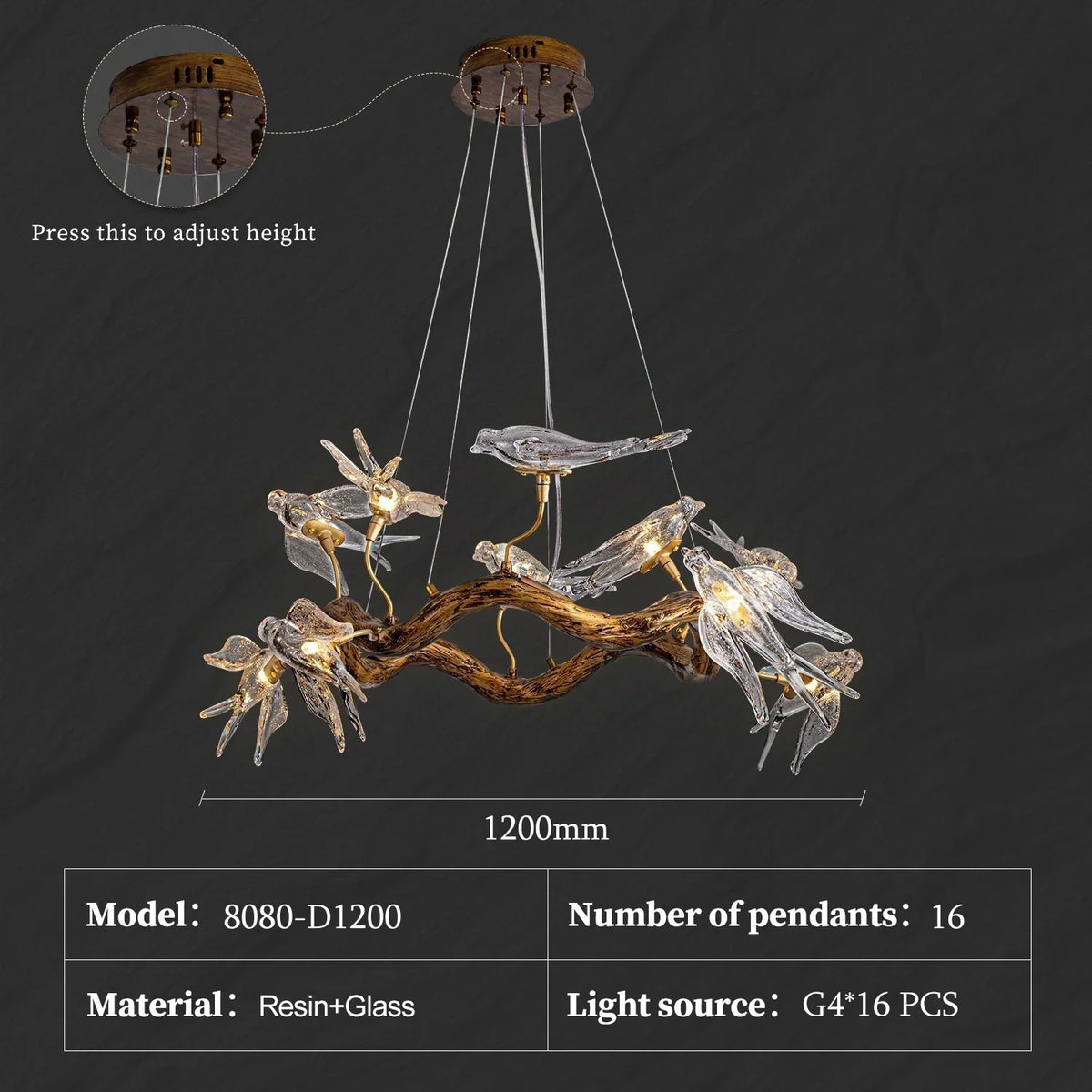 Afralia™ Swallow Branch Chandelier: Luxury Dining Room Living Room Designer Pendant Lamp