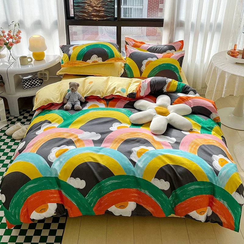 Afralia™ Nordic Style Letter Print Bedding Set, Single/Double/Queen/King Size, Soft & Non-Pilling Comforter Kit.