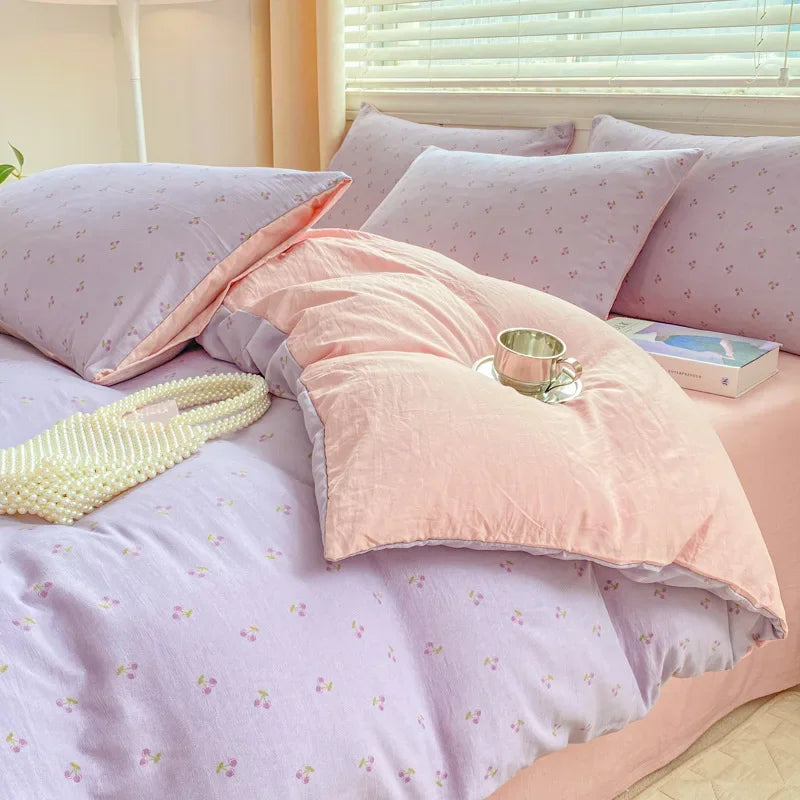 Afralia™ Cozy Pattern Printed 4Pcs Single Bedding Set - Soft Cotton Fabric