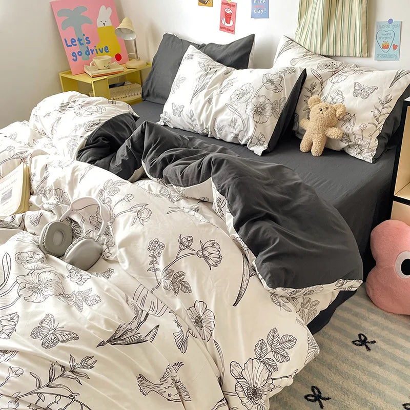 Afralia™ Cloud Cotton Printed Bedding Sets | Super Soft Quilt Set for School Home Twin King