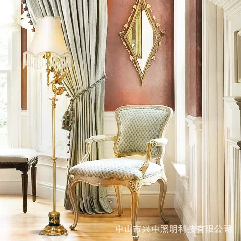 Afralia™ Luxury Copper Floor Lamp: Elegant European Villa Decor for Living Room & Study