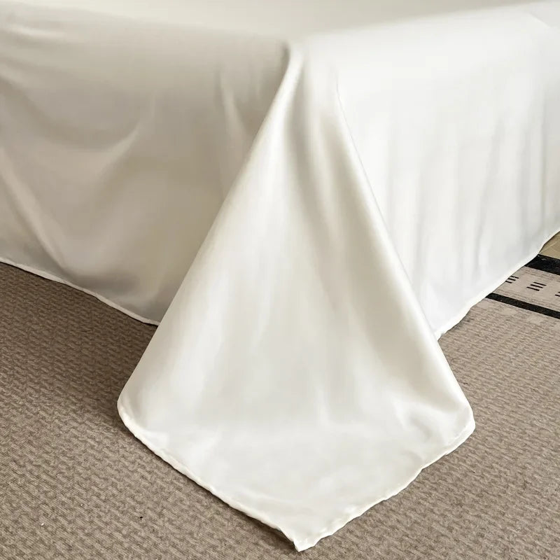 Afralia™ Embroidery Faux Silk Bedding Set Double Bedsheet Kit