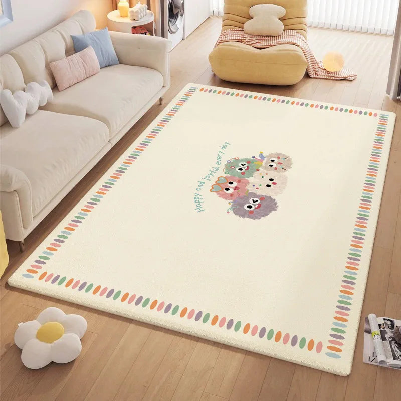 Afralia™ Cartoon Ball Print Cozy Carpet: Anti-Slip, Stain-Resistant Bedside Rug